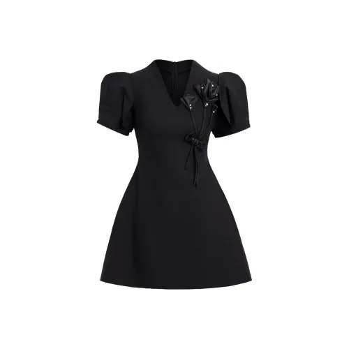 AUI Black Женские Короткие Платья с Рукавами