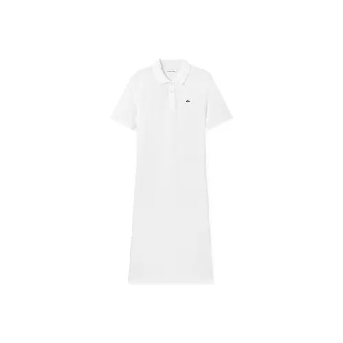 LACOSTE Белое Женское Платье с Коротким Рукавом