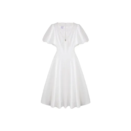 JINYE ORIENTAL Короткое платье с короткими рукавами женское белое