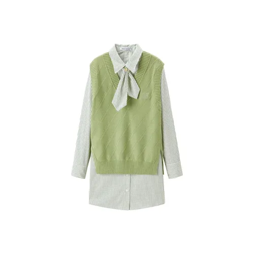 PEACEBIRD Green Женские Длинные Платья с Рукавами