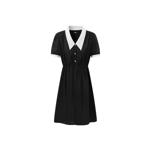 KARL LAGERFELD Короткий рукав Платье Женское Черное