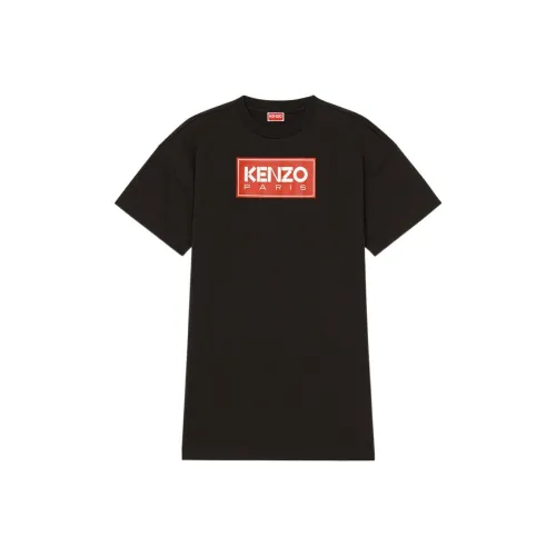 KENZO Черное Женское Короткое Платье с Рукавами