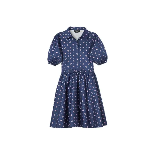 Kate Spade SS24 Короткое платье с короткими рукавами женское морской синий