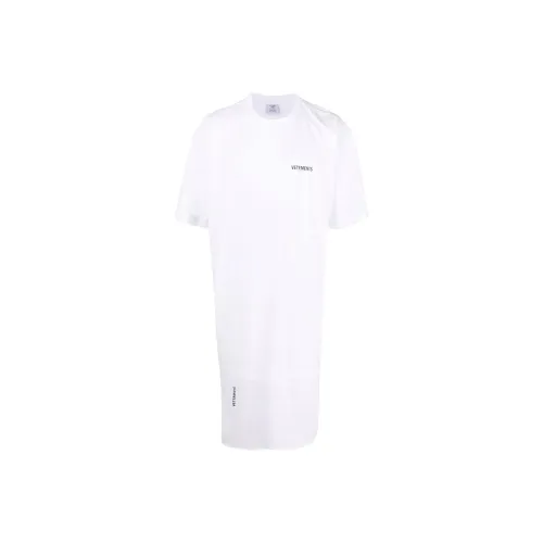 Vetements Белое Женское Короткое Платье с Рукавами