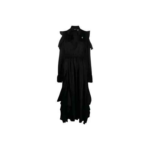 Off Белый SS21 Черный Женские Длинные Платья с Рукавами