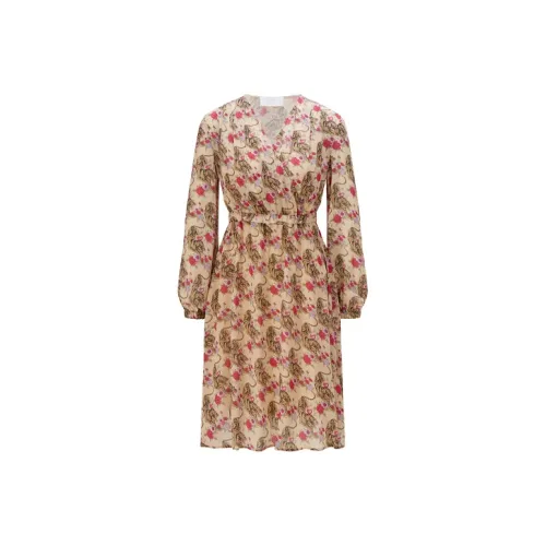 HUGO BOSS Коричневый Женские Длинные Платья с Рукавами