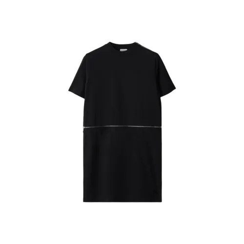 Burberry Черное Женское Короткое Платье с Рукавами