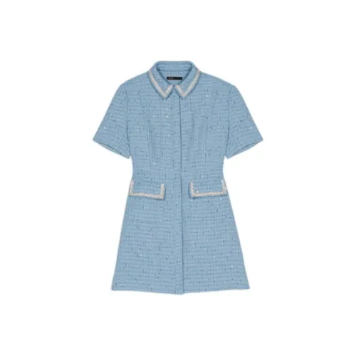 Maje Chinese New Year Series Синий Женские Короткие Платья с Рукавами