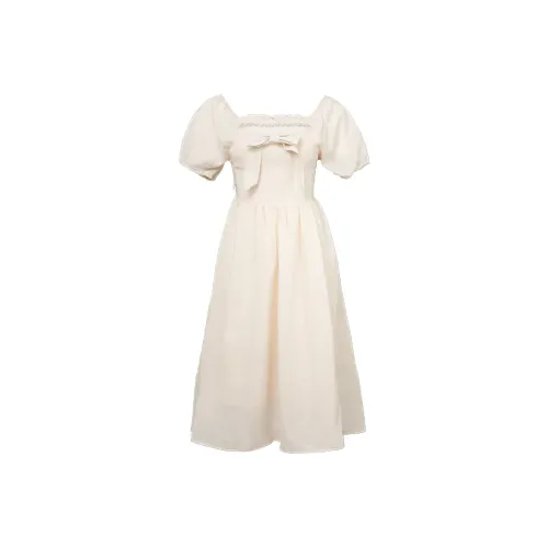 ZUKIZUKI Короткое платье с короткими рукавами женское абрикосового цвета