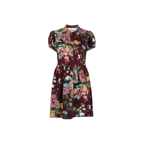 See By Chloe Короткое платье с короткими рукавами женское темно-красное