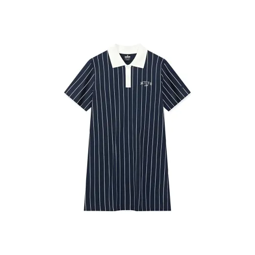 XTEP Короткий рукав Платье Женское Observatory Синий