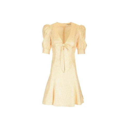 Alessandra Rich Короткий рукав Платье Женское Желтое