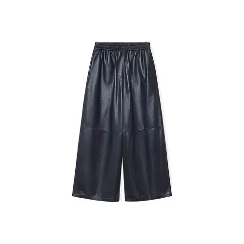 LOEWE Морской синий Женские кожаные брюки