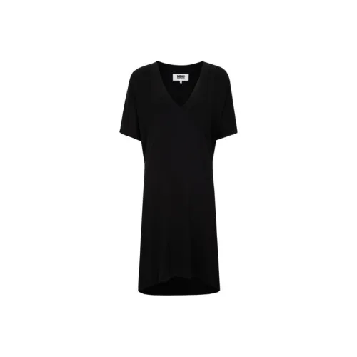 MM6 Maison Margiela Черные Женские Короткие Платья с Рукавами