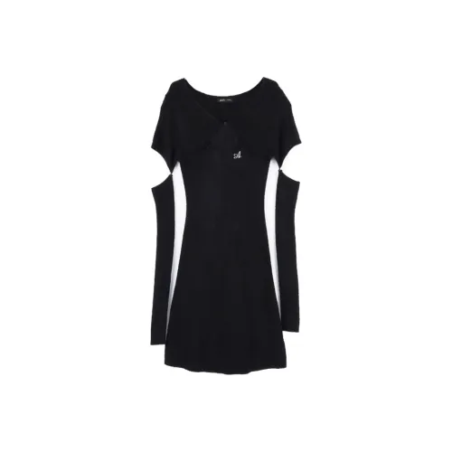 A21 Длинное платье с длинными рукавами женское черное