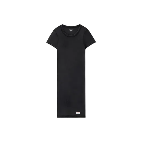 alexander wang Bodywear series Промытый черный Женские Короткие Платья с Рукавами