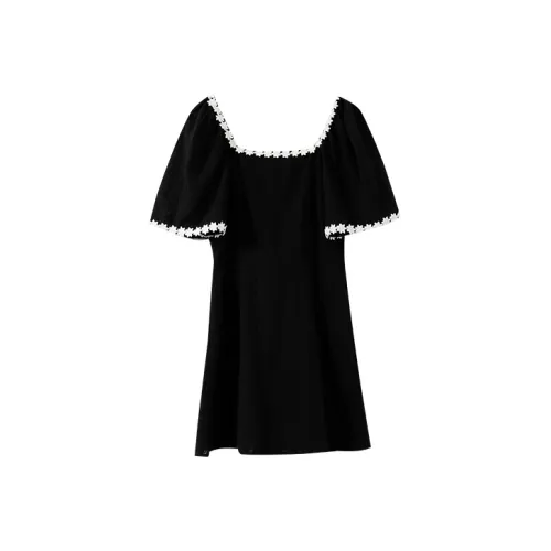 YUMOMO STAR Black Женские Короткие Платья с Рукавами