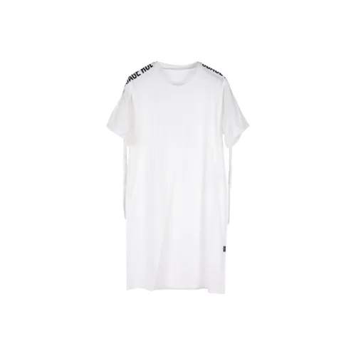 Yohji Yamamoto Белый Женские Короткие Платья с Короткими Рукавами