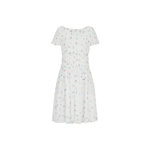 EMPORIO ARMANI Белое Женское Платье с Короткими Рукавами