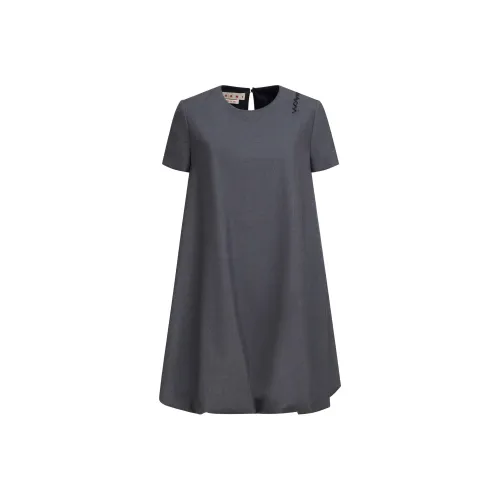 MARNI FW24 Короткое платье с короткими рукавами женское серое