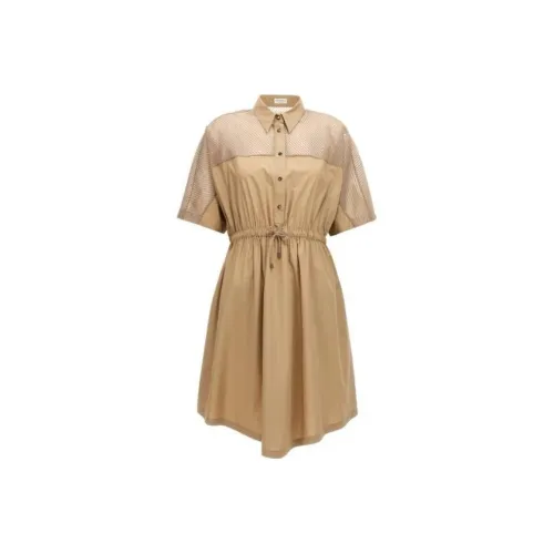 Brunello Cucinelli Хаки Женские Платья с Коротким Рукавом