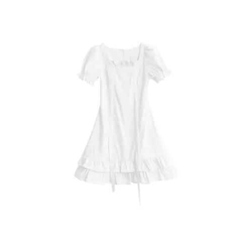 COSYISM Короткое платье с короткими рукавами женское белое