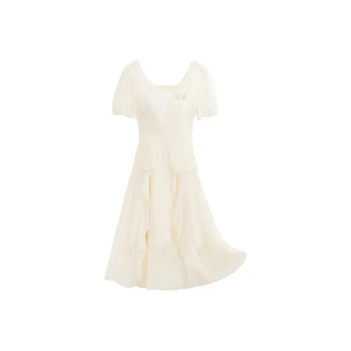 MOPB Короткий рукав Платье Женское Набор в подарочной коробке Включено Бежевый Абрикос