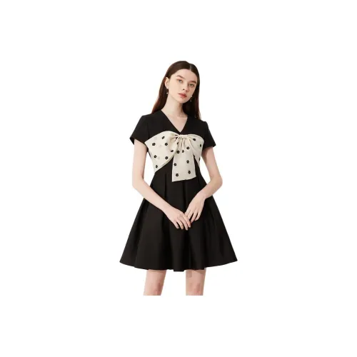 Caroline Короткий рукав Платье Женское Черное