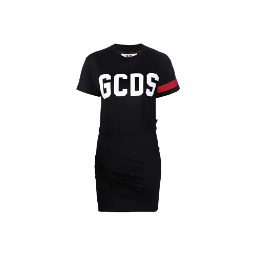 GCDS Черные Женские Короткие Платья с Рукавами