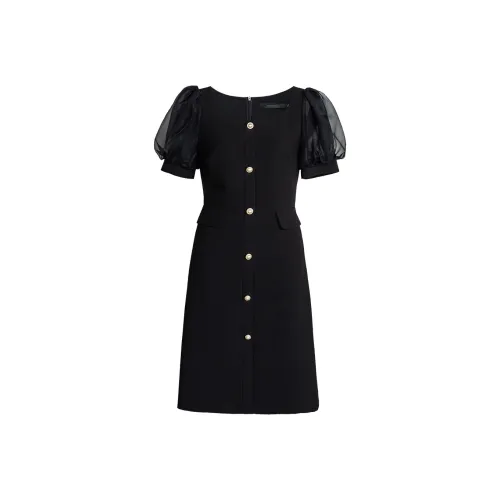ROEYSHOUSE Короткое платье с короткими рукавами женское черное