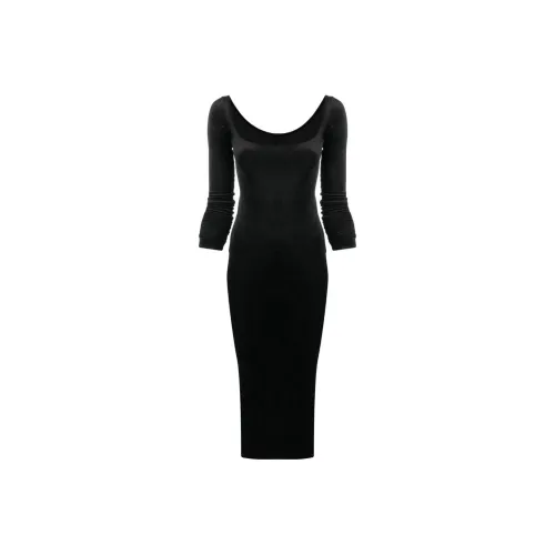 RICK OWENS Black Женские Длинные Платья с Рукавами