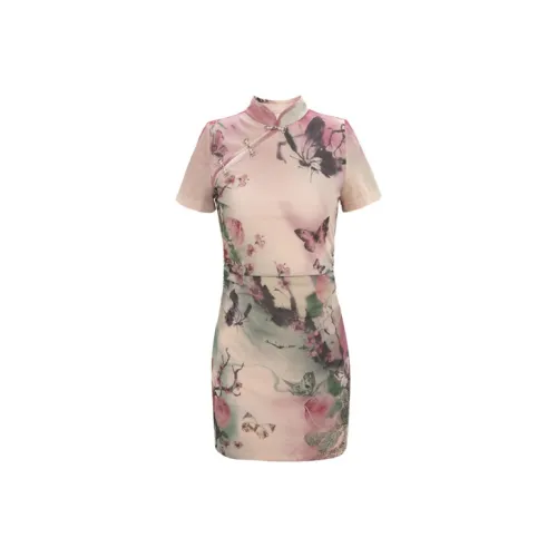 UNIFREE Короткий рукав Платье Женское Бежевый