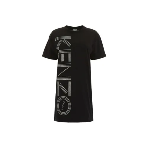 KENZO Черное Женское Короткое Платье с Рукавами