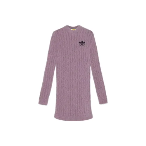 GUCCI x Adidas FW22 Длинное платье с длинными рукавами женское фиолетовое
