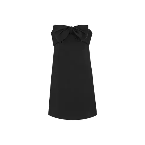 SAINT LAURENT Черное Женское Короткое Платье с Рукавами