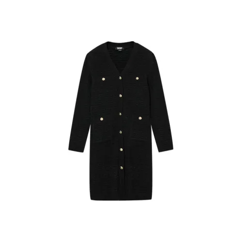 DKNY Черное Женское Длинное Платье с Рукавами