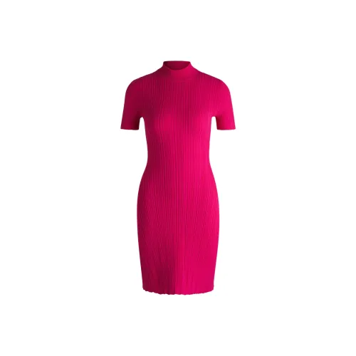 HUGO BOSS Розовые Женские Платья с Коротким Рукавом
