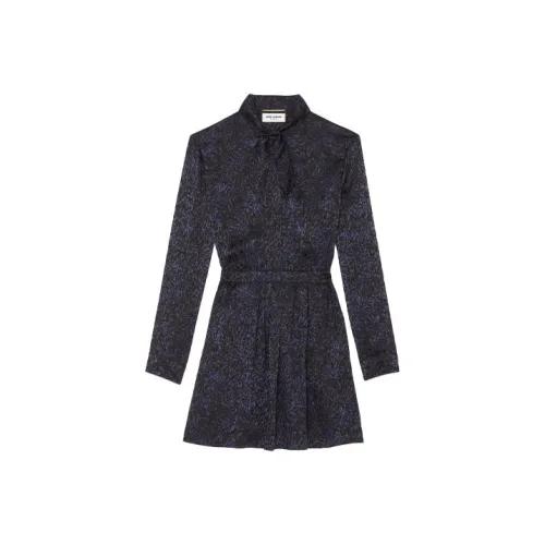 SAINT LAURENT SS21 Длинное платье с длинными рукавами женское