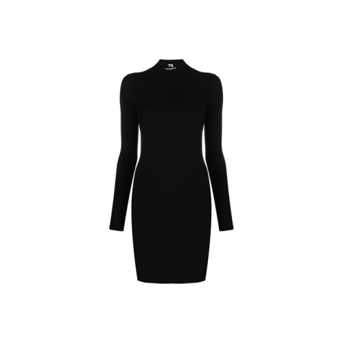 BALENCIAGA Черное Женское Длинное Платье с Рукавами
