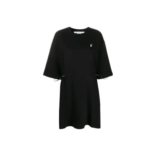 Off Белый FW20 Черный Женские Короткие Платья с Рукавами