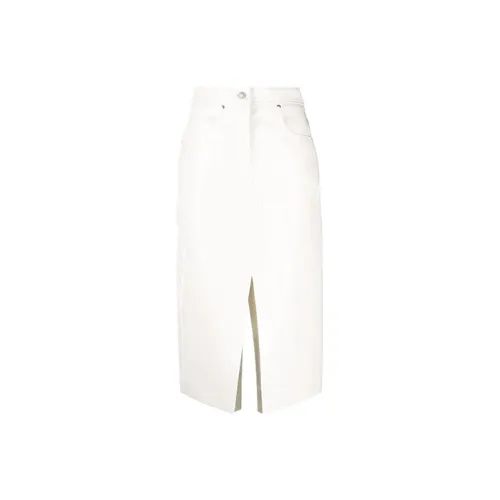 MSGM Белая женская кожаная длинная юбка