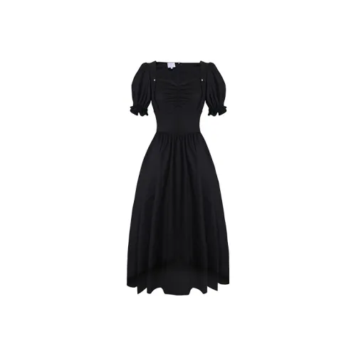 JINYE ORIENTAL Black Женские Короткие Платья с Рукавами