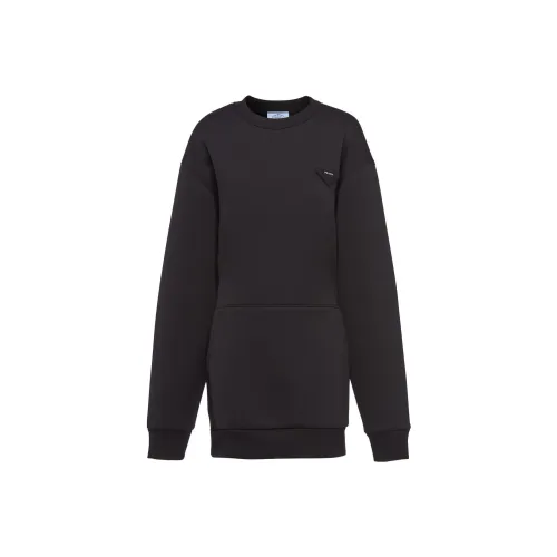 PRADA Черное Женское Длинное Платье с Рукавами