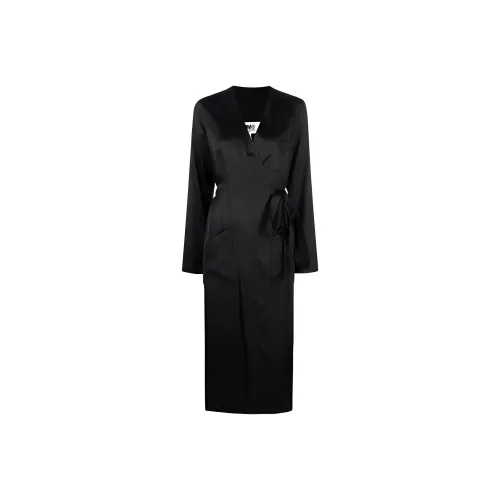 MM6 Maison Margiela Черное Женское Длинное Платье с Рукавами