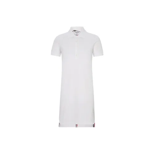 THOM BROWNE Белое Женское Короткое Платье с Рукавами