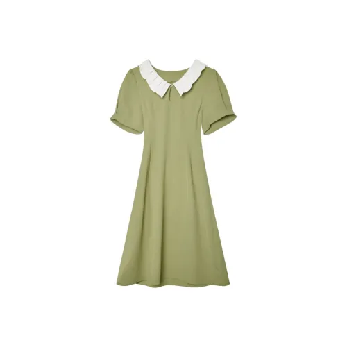 ANNECHEN A Линия Юбка Платье Женское Авокадо Зеленый