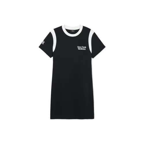 Mlb Base Logo SS24 Короткое платье с короткими рукавами женское черное