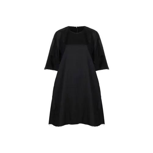 Maison Margiela Черное Женское Короткое Платье с Рукавами