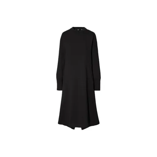 UNIQLO Черное Женское Длинное Платье с Рукавами