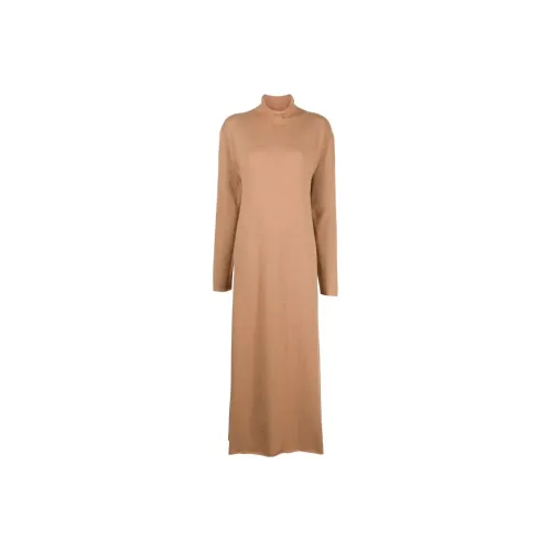 JIL SANDER Апельсиновые Женские Длинные Платья с Рукавами